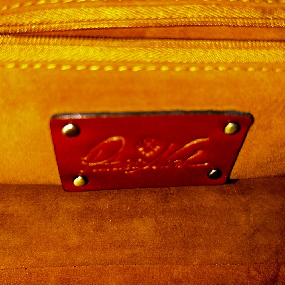Patricia Nash Leather Red and Blue Grecian Rose Shoulder Bag - Picture 6 of 11